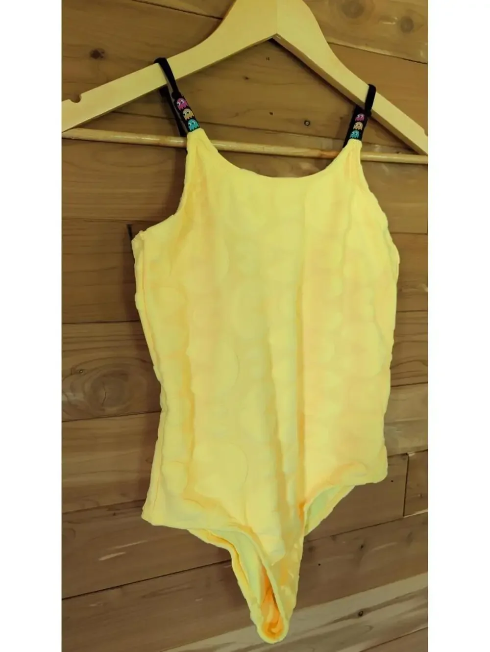 Justice Pac-Man Girls Yellow One-Piece Swimsuit Size M (10) NWOT